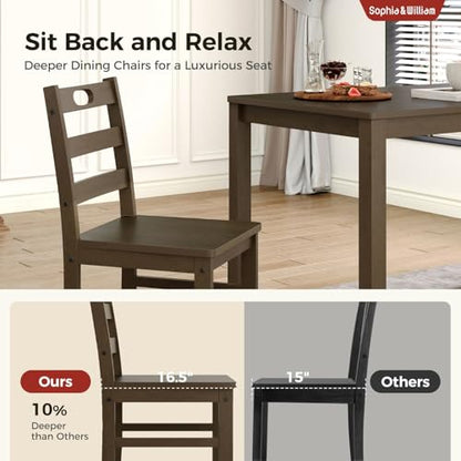 5 Piece Dining Table Set for 4, Wood Kitchen Table and Chairs,Space-Saving Farmhouse Dining Sets,Dark Walnut