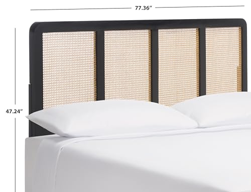 SAFAVIEH Furniture - Daishi King Headboard - Black - Rattan & Solid Wood - Handwoven Cane Design for Bedroom & Guest Room, 77.4" W x 2" D x 47.2" H (HBD8007B-K)