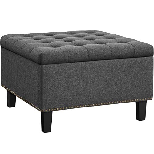 Yaheetech 28-inch Entryway Ottoman Bench with Storage, Multipurpose Foot Rest Sofa Stool in Dark Grey