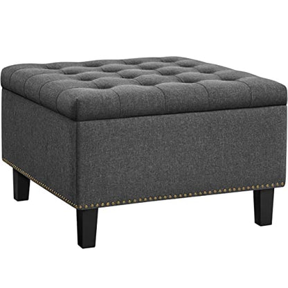 Yaheetech 28-inch Entryway Ottoman Bench with Storage, Multipurpose Foot Rest Sofa Stool in Dark Grey