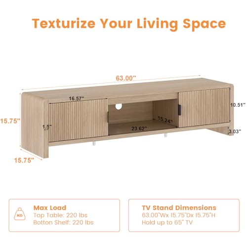 TV Stand for TVs up to 75/65/55 Inch, Wood Entertainment Center with Storage, view 3