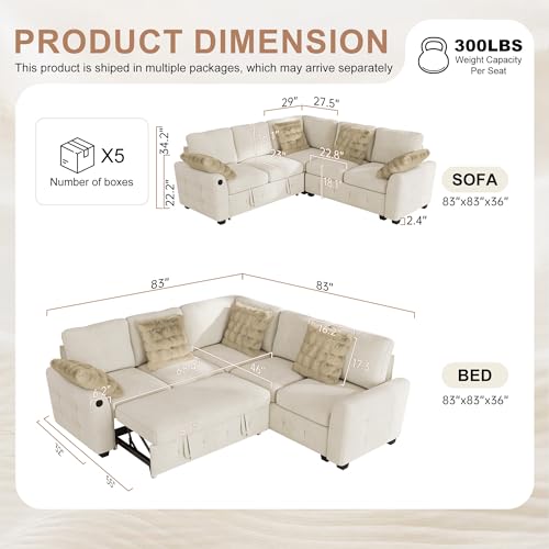 Chenille L-Shaped Modular Couch with USB Ports, view 3