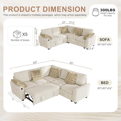 Chenille L-Shaped Modular Couch with USB Ports, view 3