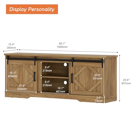 Modern Farmhouse TV Stand for up to 75 inch TV, 25.6"H, view 3