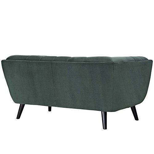 Bestow Upholstered Velvet Button-Tufted Loveseat in Green