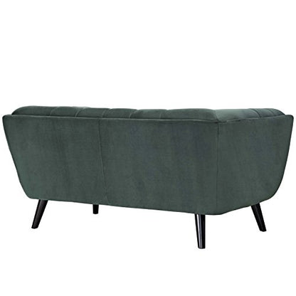 Bestow Upholstered Velvet Button-Tufted Loveseat in Green