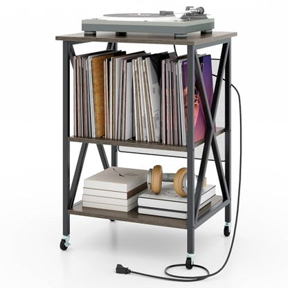 Record Player Stand with Charging Station, view 2