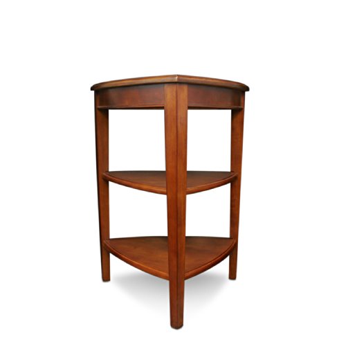 Shield Solid Wood Tiered End Table with Shelves, Glazed Auburn Brown, Perfect for Living Rooms, Bedrooms, and Small Spaces – 9009