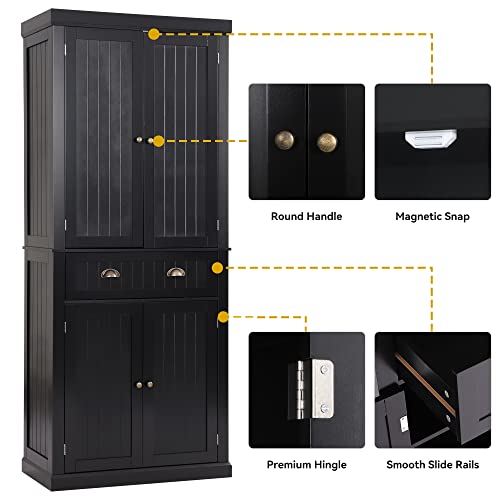 Tall Black Kitchen Storage Cabinet with Adjustable Shelves, view 8