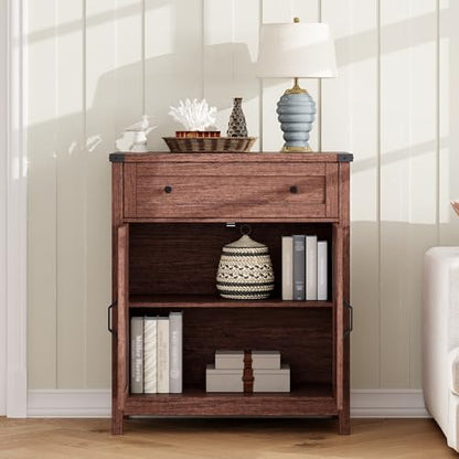 Kitchen Storage Cabinet, Coffee Bar Cabinet, Farmhouse Buffet Sideboard with Drawer for Kitchen, Living Room, Walnut