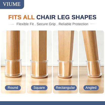 24 Pcs Chair Leg Floor Protectors for Hardwood Floors Silicone Covers Felt Pads Furniture Leg Caps Anti-Scratch Reduce Noise Fit (1-5/16" to 2")