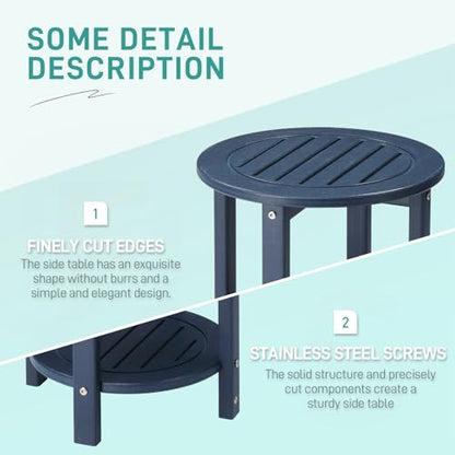 Outdoor Side Table, 2-Tier HDPE Adirondack Small End Tables Weather Resistant Patio Furniture for Backyard Poolside Porch Balcony