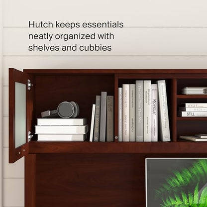 72-Inch Office Desk with Drawers and Hutch, Computer Desk with File and Box Drawers, Shelves and Storage Cabinet, Home Office Workstation, Somerset Collection, Hansen Cherry