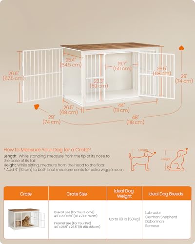 48" Dog Crate Furniture, Heavy-Duty Dog Kennel Side End Table, view 6