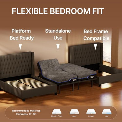 Split King Adjustable Bed Set, 3-Motor Adjustable Bed with Massage, view 6