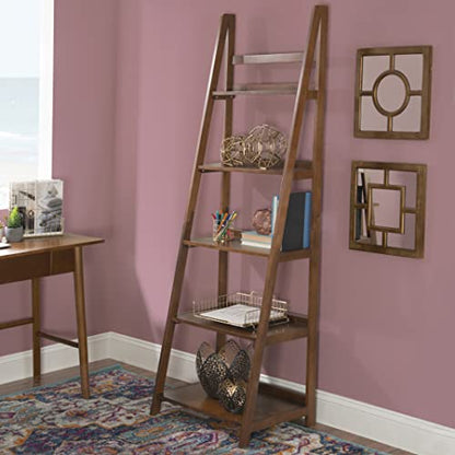 Melissa Walnut Mid-Century 5 Shelf Bookcase