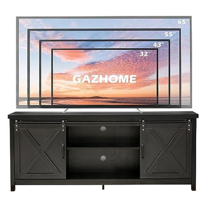 Farmhouse TV Stand with Sliding Barn Doors, view 5