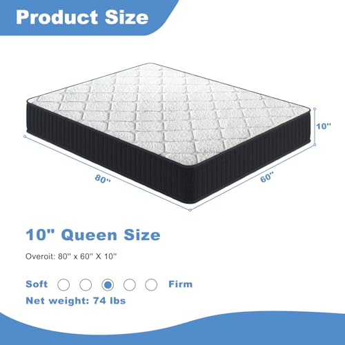 10 Inch Queen Hybrid Mattress in a Box, Medium Firm Memory Foam, view 3
