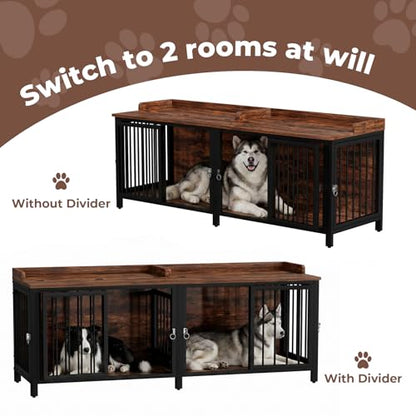 78.7" Dog Crate Furniture for 1 or 2 Dogs with 4 Doors, view 6