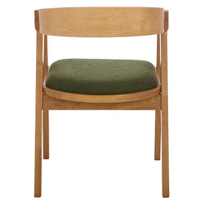 SAFAVIEH Home Collection - Wildon Solid Wood Dining Chair, Dark Green Upholstered Seat & Light Walnut Finish, Modern Accent Chair (DCH3803A)
