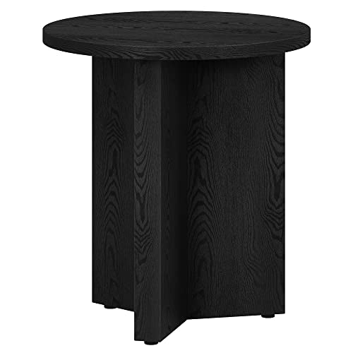 20" Wide Round Side Table in Black Grain, for Home, Living Room, Bedroom, Entertainment or Office