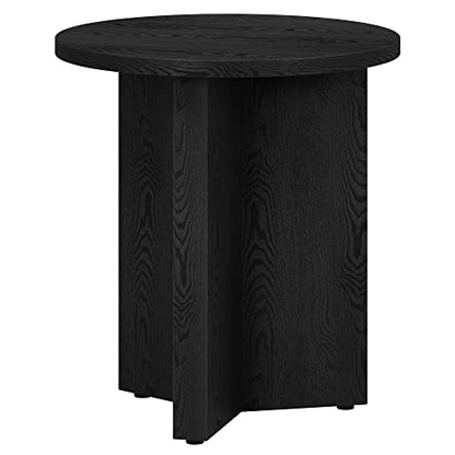 20" Wide Round Side Table in Black Grain, for Home, Living Room, Bedroom, Entertainment or Office