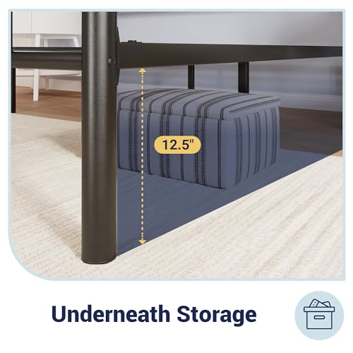 Full Size Metal Bed Frame with Headboard and Footboard Black, view 5