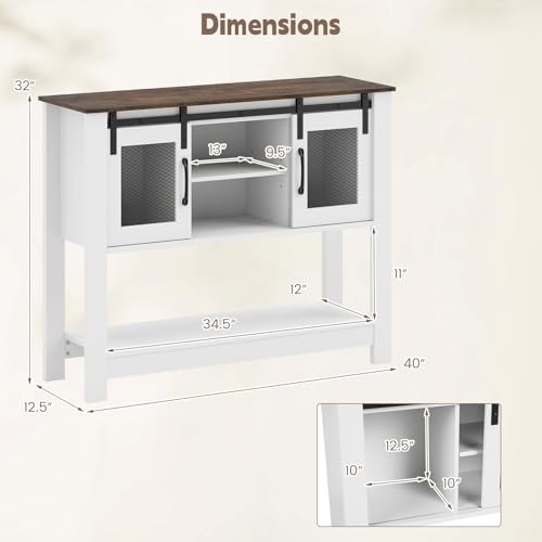 Farmhouse Sideboard Buffet Table with Sliding Barn Doors, view 4