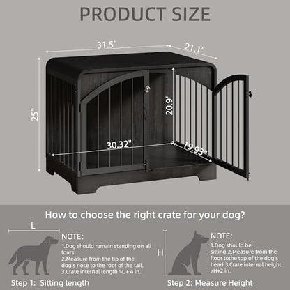 31.5" Farmhouse Dog Crate Furniture for Small Dogs, view 3