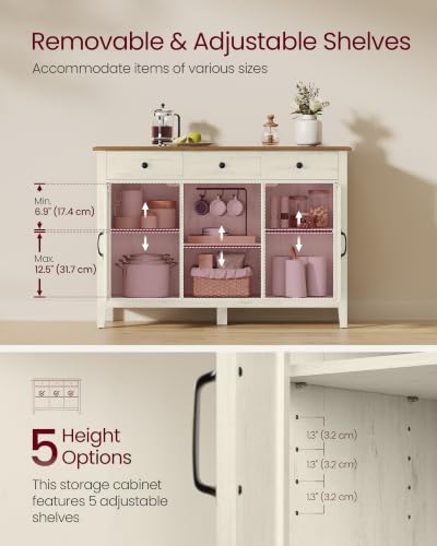 Buffet Cabinet, Coffee Bar with 3 Drawers, Adjustable Shelf, view 5