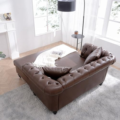 62.99" Chaise Lounge Indoor Comfy Reading Chair with 2 Pillows, view 6
