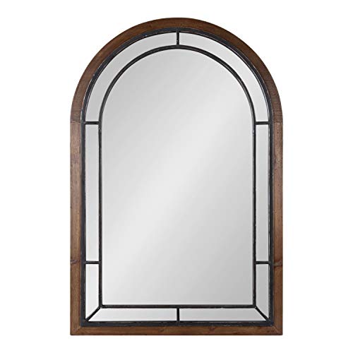 Audubon Farmhouse Wall Mirror, 24 x 36, Rustic Brown, Modern Arched Mirror for Wall
