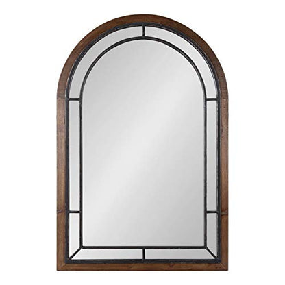 Audubon Farmhouse Wall Mirror, 24 x 36, Rustic Brown, Modern Arched Mirror for Wall