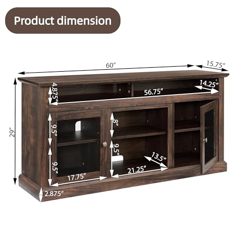 Farmhouse TV Stand for 65 Inch TV, Wide Entertainment Center, Brown, view 3