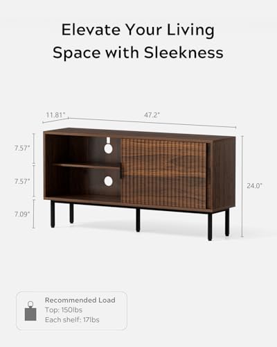 Fluted Tv Stand with Sliding Doors, view 3