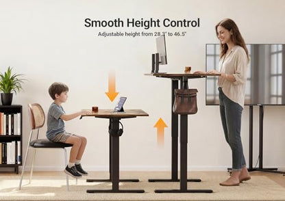 Electric Standing Desk Adjustable Height, 40 x 24 Inches Sit Stand up Desk with Memory Presets & Cable Management, Home Office Desk for Office & Computer Workstation, Black Frame/Rustic Brown Top