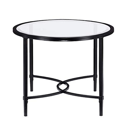 Quinton Metal/Glass Oval Cocktail Table - Black, 45 in x 25 in x 19 in