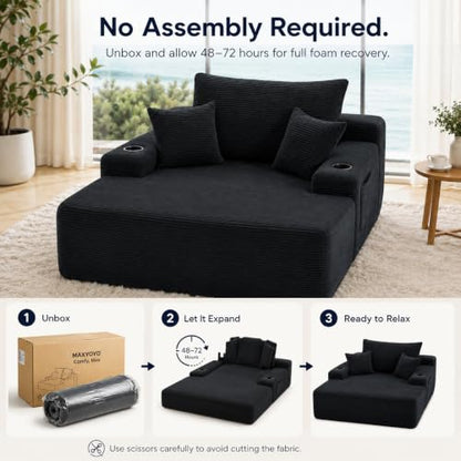 65.4" Boneless Cloud Couch Sofa, Corduroy Upholstered Loveseat in a Box, view 4