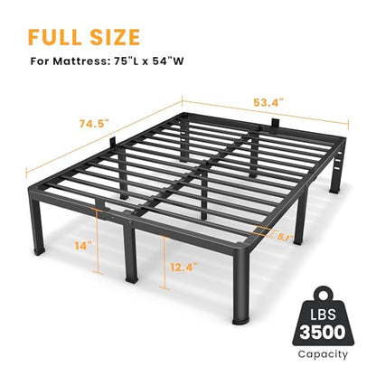 14 Inch Full Metal Bed Frame with Rounded Leg, Mattress Stopper, view 3