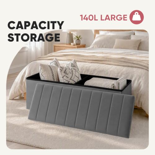 43 Inches Velvet Storage Ottoman Bench, view 5