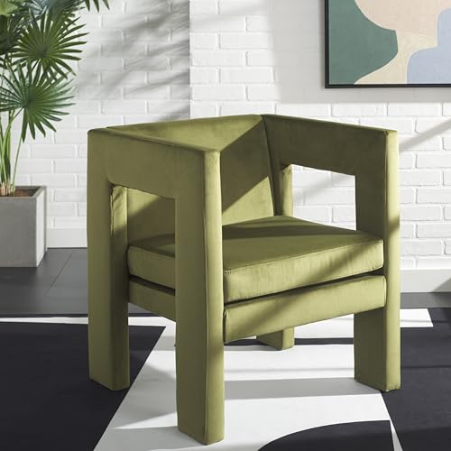 SAFAVIEH Home Collection Vidar Modern Olive Green Velvet Accent Chair
