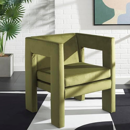 SAFAVIEH Home Collection Vidar Modern Olive Green Velvet Accent Chair