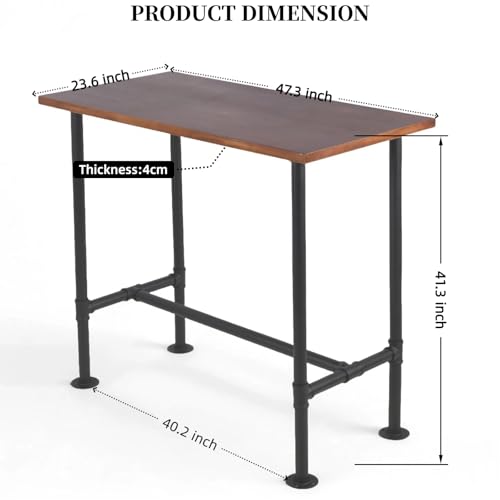 3 Pieces Industrial Dining Table with Set of 4 Bar Stools for Home Office Rustic Rectangular Bar Table with Chairs for Kitchen Meeting Room