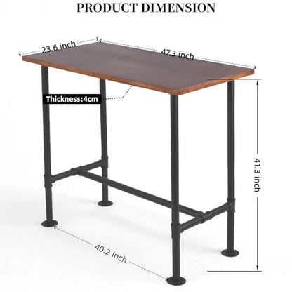 3 Pieces Industrial Dining Table with Set of 4 Bar Stools for Home Office Rustic Rectangular Bar Table with Chairs for Kitchen Meeting Room