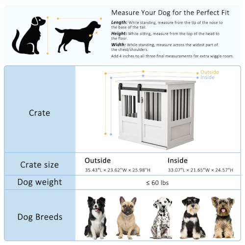 36" Wooden Dog Crate Furniture,Big Kennel Pet Cage End Table for Indoor, view 3