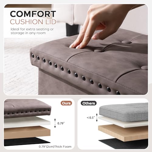 16x12x12 Inches Folding Cube Storage Ottoman, view 6