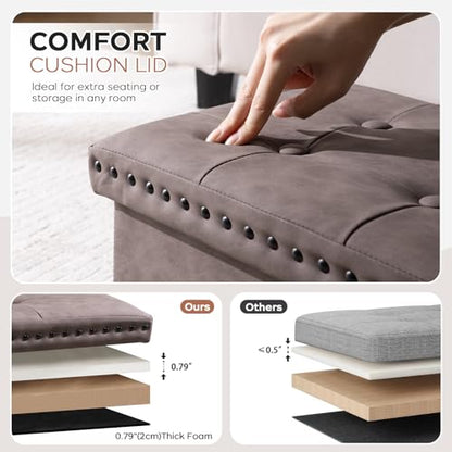 16x12x12 Inches Folding Cube Storage Ottoman, view 6