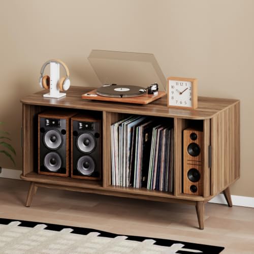 Modern Record Player Stand Vinyl Record Storage Up to 150 Records, view 8