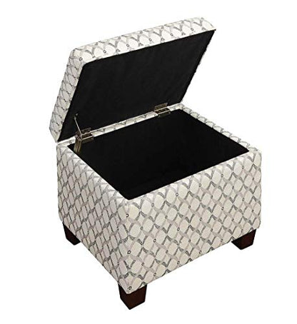 Madison Storage Ottoman 21.75" - Modern Upholstered Footstool & Seat with Hinged Lid for Transitional Living Room, Bedroom, Hallway, & Entryway, Ribbon Pattern Fabric