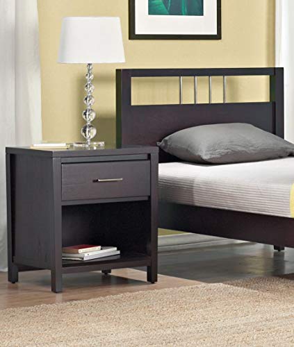 Solid Wood Nightstand, Nevis - Espresso, 1-Drawer